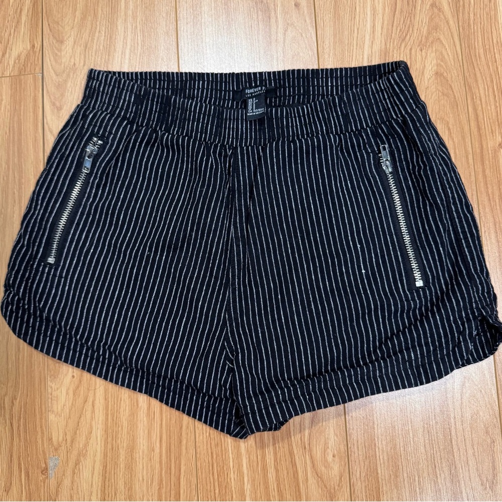 Forever 21 Black and White Striped High Waist Shorts